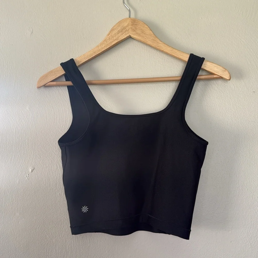 Athleta Black shine Fitted Crop Tank Top XS - Picture 4 of 5